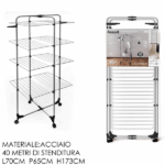 Stendibiancheria Verticale 4 Livelli Asso4 in Acciaio - immagine 3