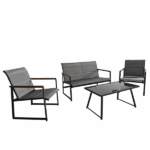 Set Giardino 4 Pezzi Grigio in Textilene Imbottito - immagine 4