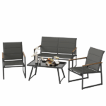 Set Giardino 4 Pezzi Grigio in Textilene Imbottito - immagine 3