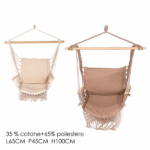 Sedia ad Amaca Sospesa in Cotone con Barra in Legno 100x45 cm - immagine 2