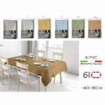 Tovaglia Plastificata PVC 6 Posti 140x180cm Effetto Lino