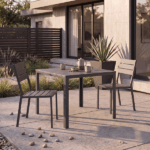 Tavolo Quadrato 78x78 cm Grigio Antracite con Top Effetto Legno - immagine 4