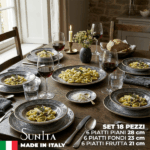 Piatti Saturnia Black Round: Porcellana Made in Italy - Set 18 Pezzi - immagine 2