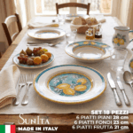 Piatti Saturnia Lemon: Porcellana Design Made in Italy - Set 18 Pezzi - immagine 2