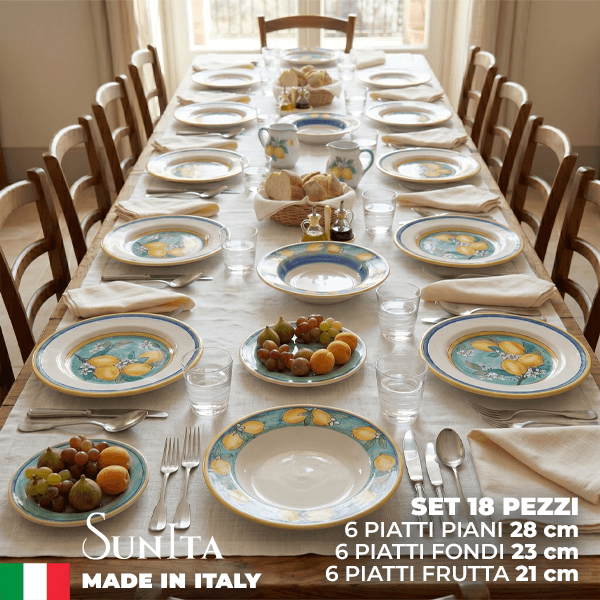 PIATTI LEMON set 18 pezzi 3 Piatti Saturnia Lemon: Porcellana Design Made in Italy - Set 18 Pezzi - immagine 1