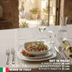 Piatto Saturnia Tokio: Porcellana Design Made in Italy - Set 18 Pezzi - immagine 3
